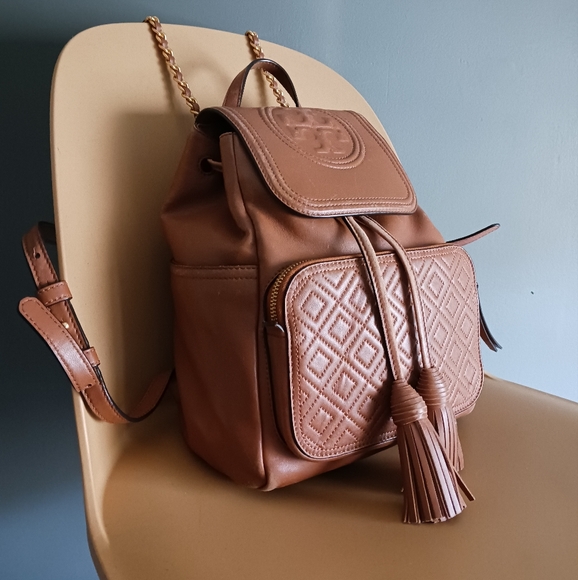 Tory Burch Handbags - Tory Burch Fleming light brown backpack